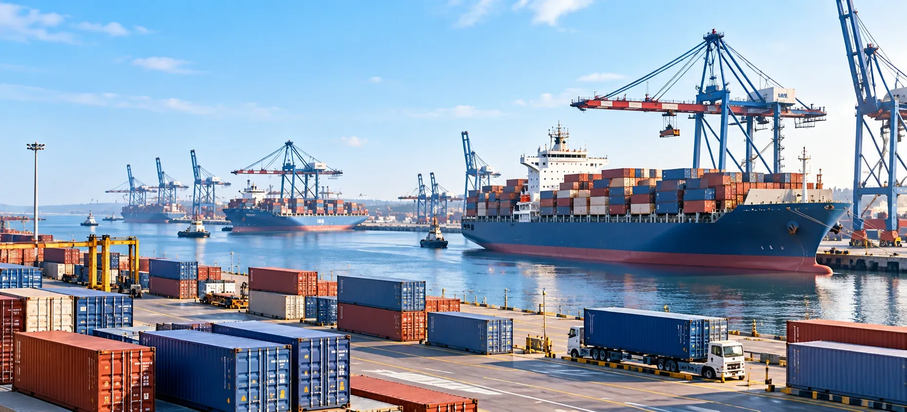 Container port and cargo terminal on the Shanghai waterfront